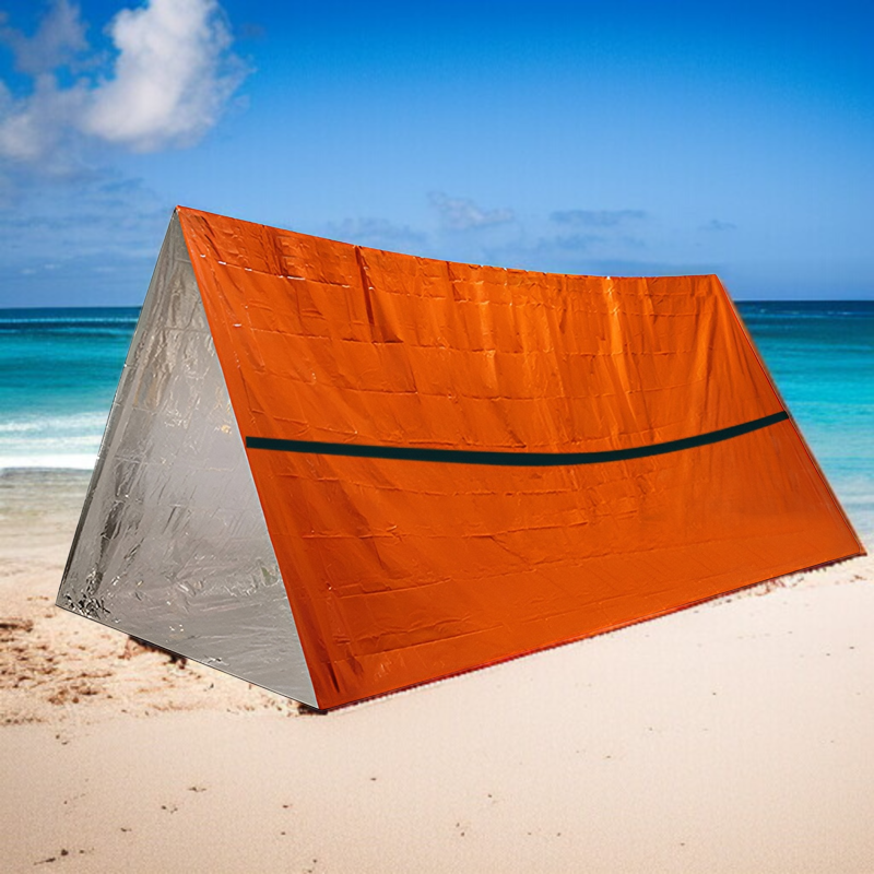 ポータブルアウトドア緊急用ブランケット、防寒防湿、暖かいキャンプテント、熱反射バッグ、緊急用寝袋、アルミフィルム三角テント