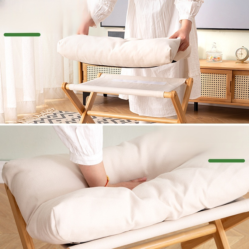 Tabouret pliable épais en bois pour salon, repose-pieds, petit tabouret Maza