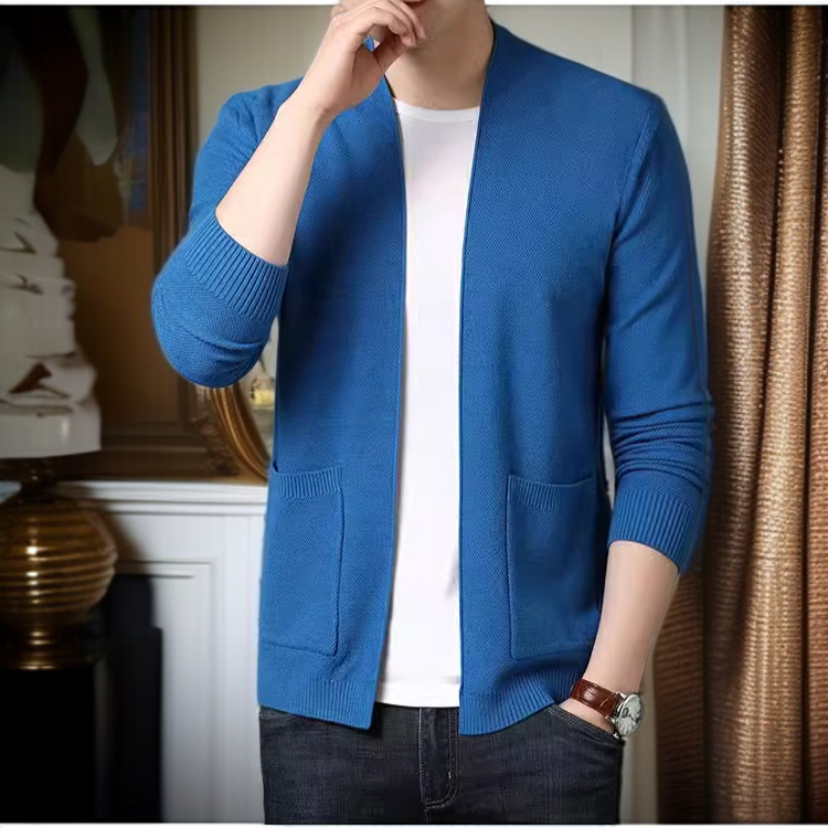남자 니트 카디건 솔리드 니트 코트 신상 울 스웨터 무축소 카디건