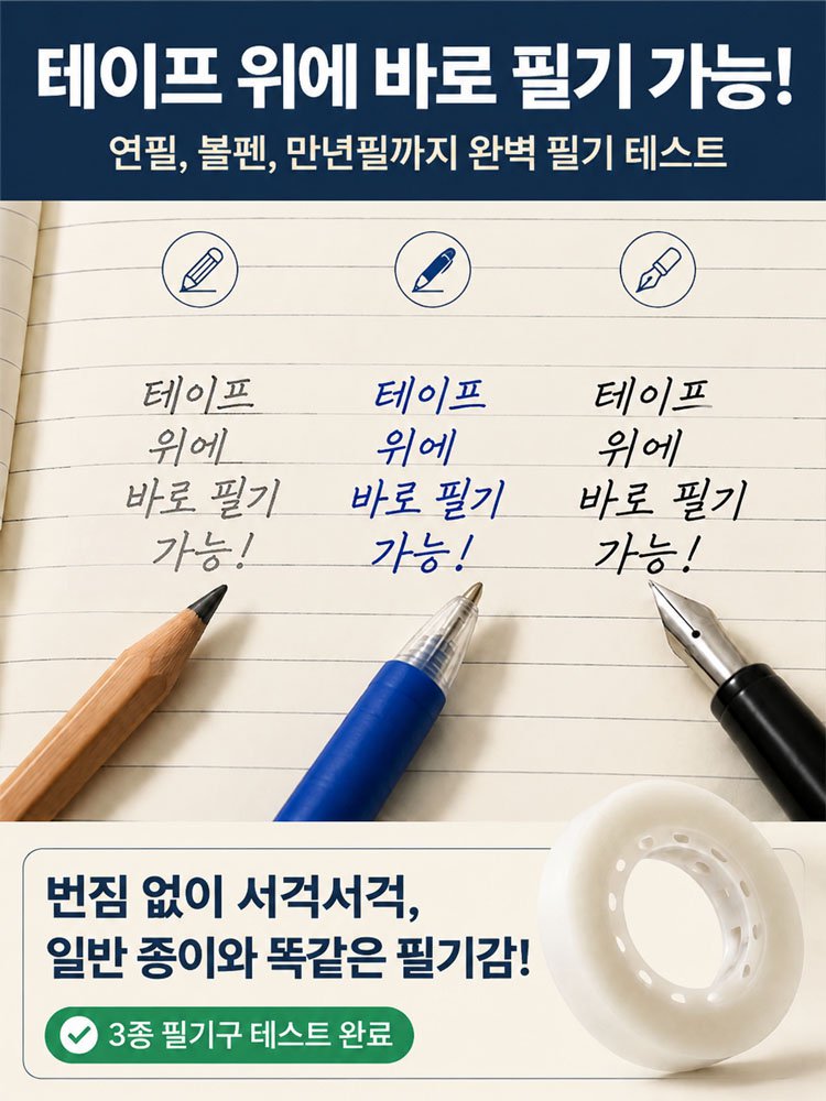 흔적 없이 감쪽같이 복구하는 찢어진 종이 책 문서 붙이는 수정테이프