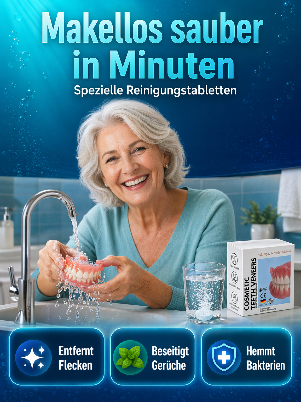 [Unsichtbar und komfortabel] Maßgefertigte voll ausgestattete medizinische Vollprothesen