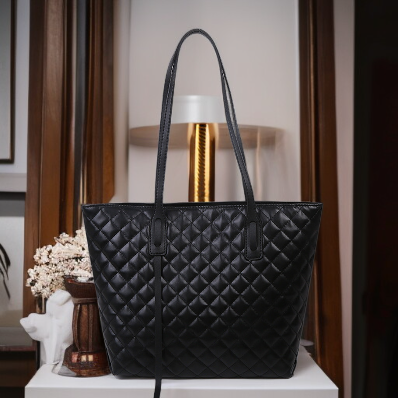 حقيبة يد نسائية بنقشة الألماس كبيرة السعة