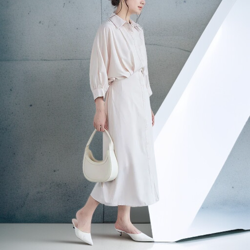 人気バットスリーブ女性用オフィスドレス