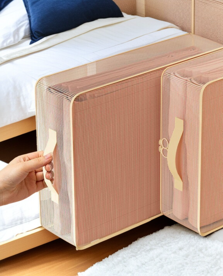 내구성 좋은 손잡이의 면 수납 가방