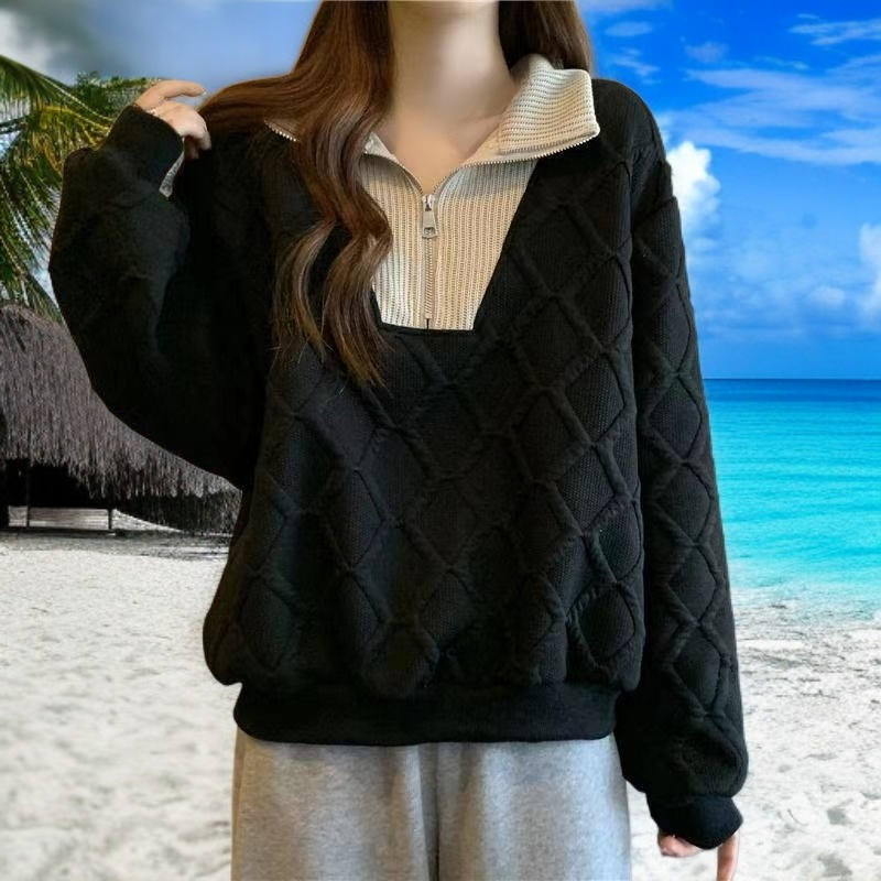 3Dダイヤモンドチェックスウェットシャツ