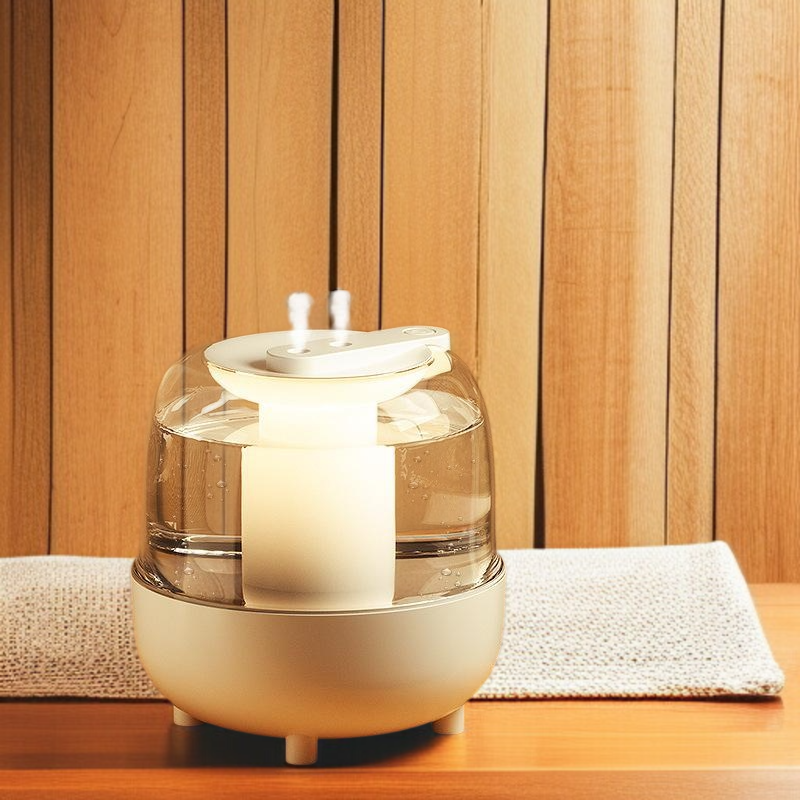 Modern design night light humidifier on bedside table