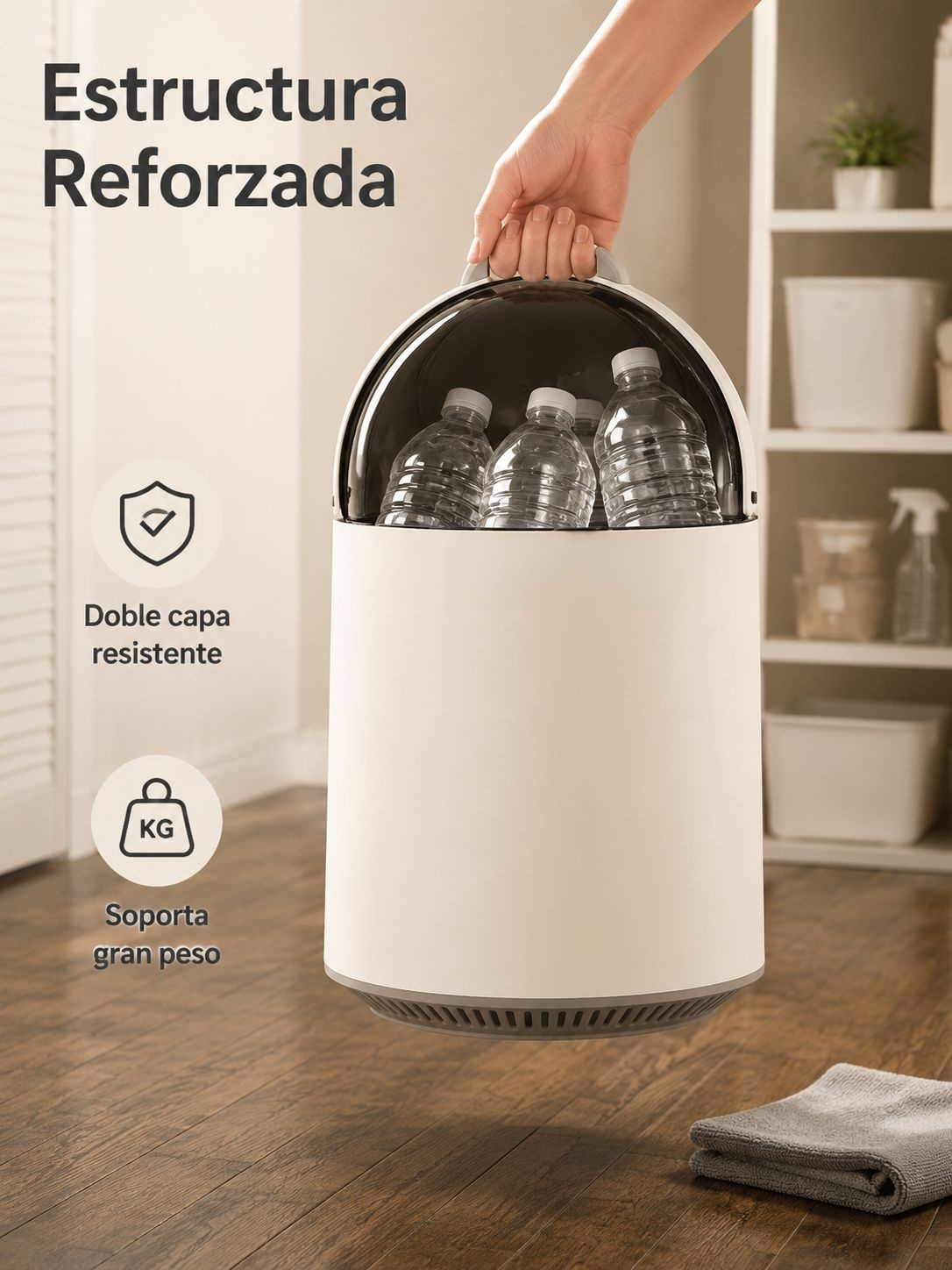 Bote de basura con sistema automático para bolsas