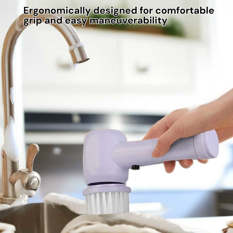 Portable Electric Spin Scrubber with 4 Replaceable Brush Heads, 