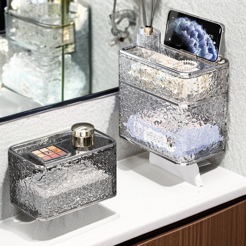 Dispensador de pañuelos moderno con diseño de ondas de agua para baño