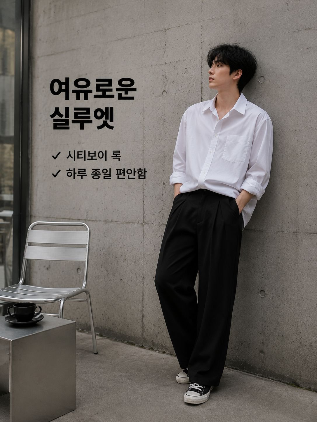 남자 와이드핏 정장바지 캐주얼 통바지 슬랙스
