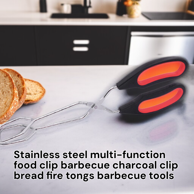 Stainless Steel Multi-Function BBQ Tongs, Charcoal and Bread Clip
