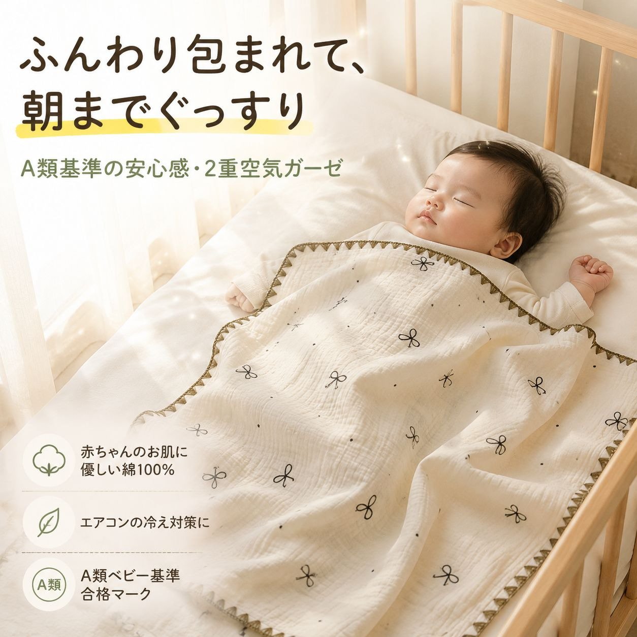 綿100％ 二重ガーゼ ベビー＆ママ用ブランケット ソファカバー 幼稚園お昼寝用 夏用ケット