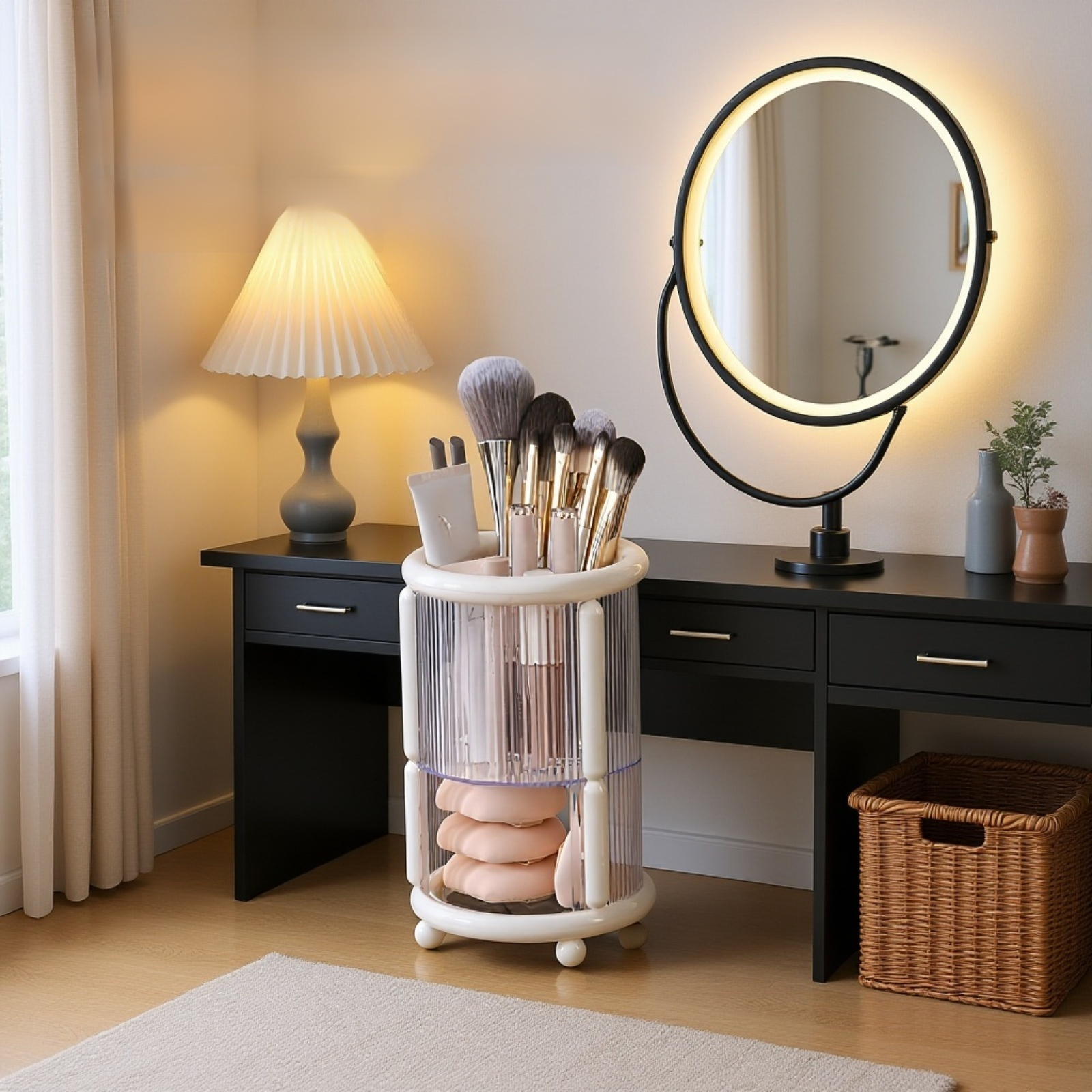 ミニマリスト風メイクブラシ収納バケツ・化粧品収納ボックス