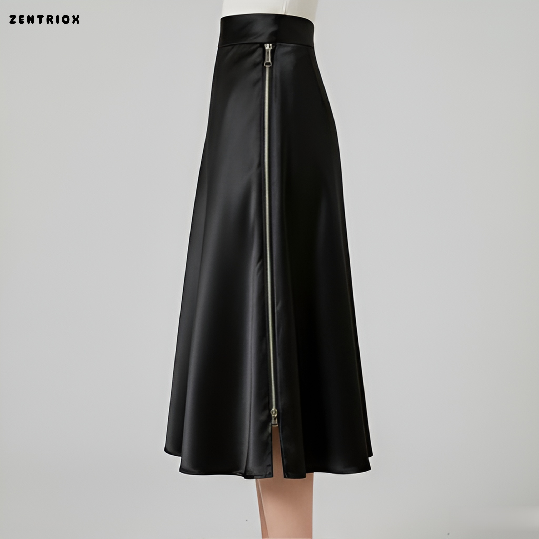 레이지 드레이프 하이웨이스트 A라인 신축성 있는 기질 롱 스커트