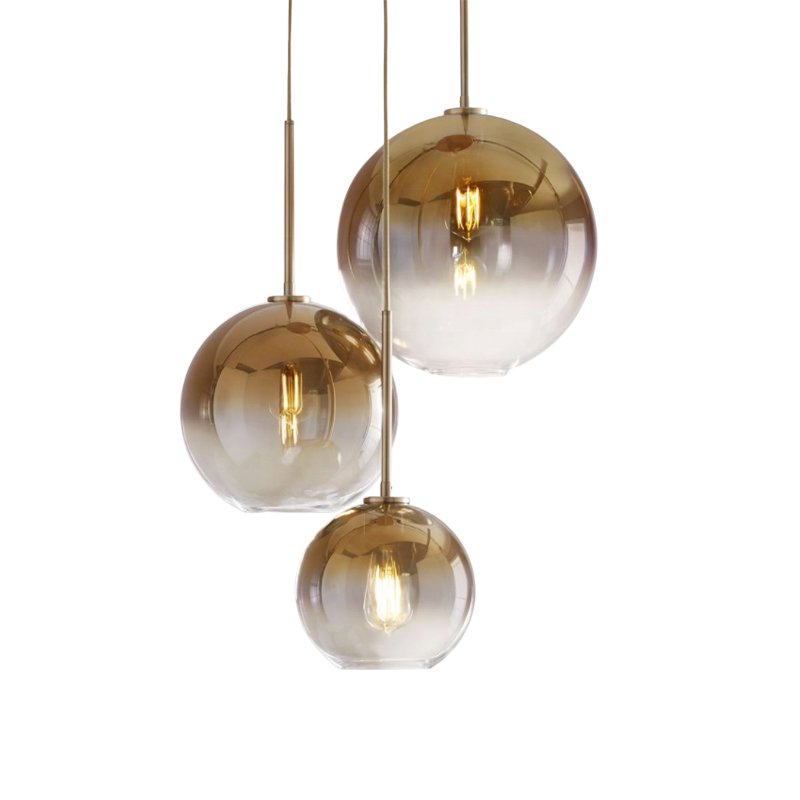 Lámpara de cocina de burbujas de vidrio ámbar redondo decorativo