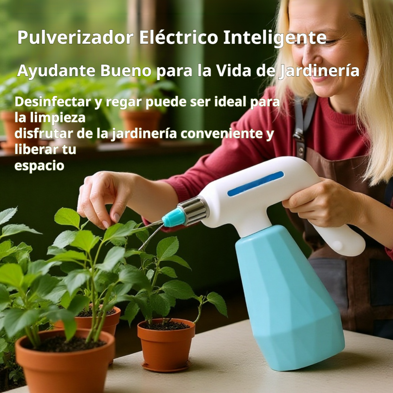 Pulverizador portátil eléctrico de 1,2L, ideal para el cuidado del jardín y desinfección