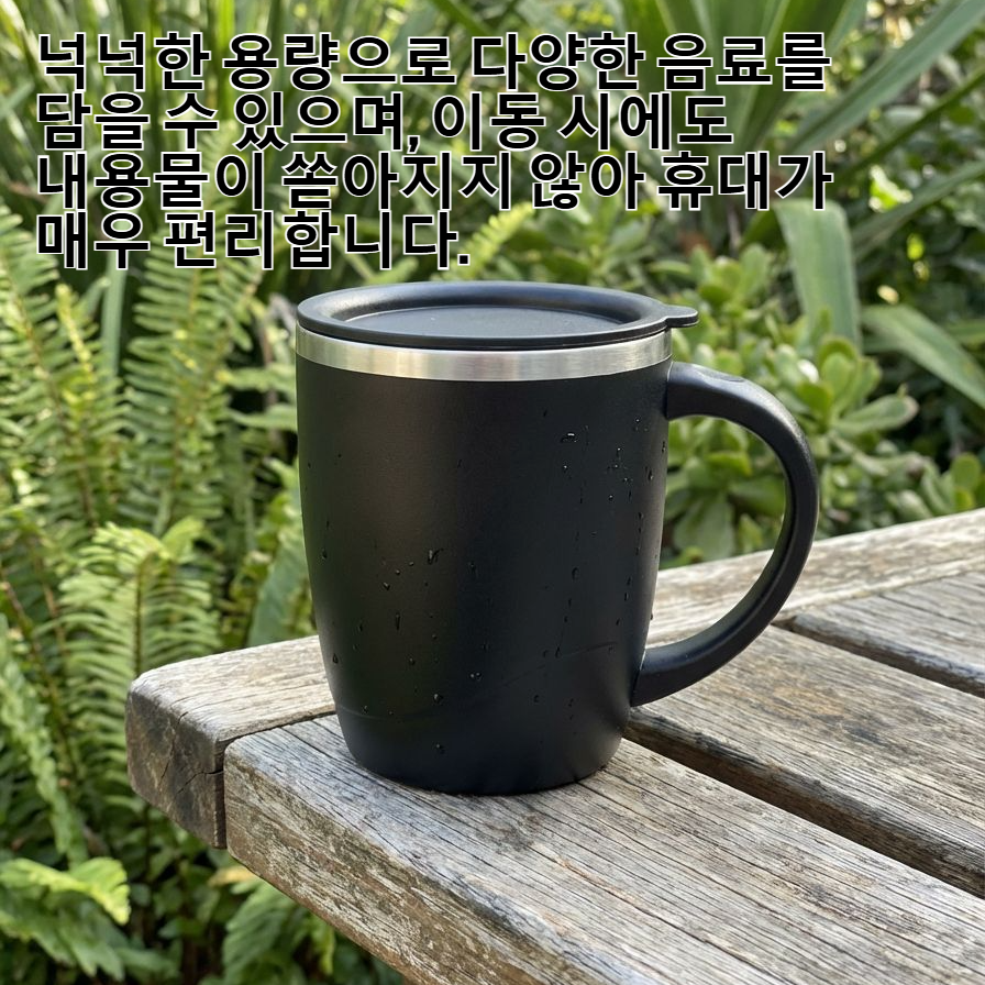 뚜껑이 있는 스테인리스 스틸 커피잔 정면 이미지