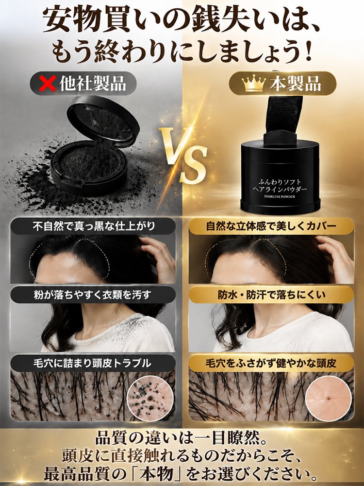 【SNS話題沸騰】汗・水に強い生え際・小顔カバーパウダー