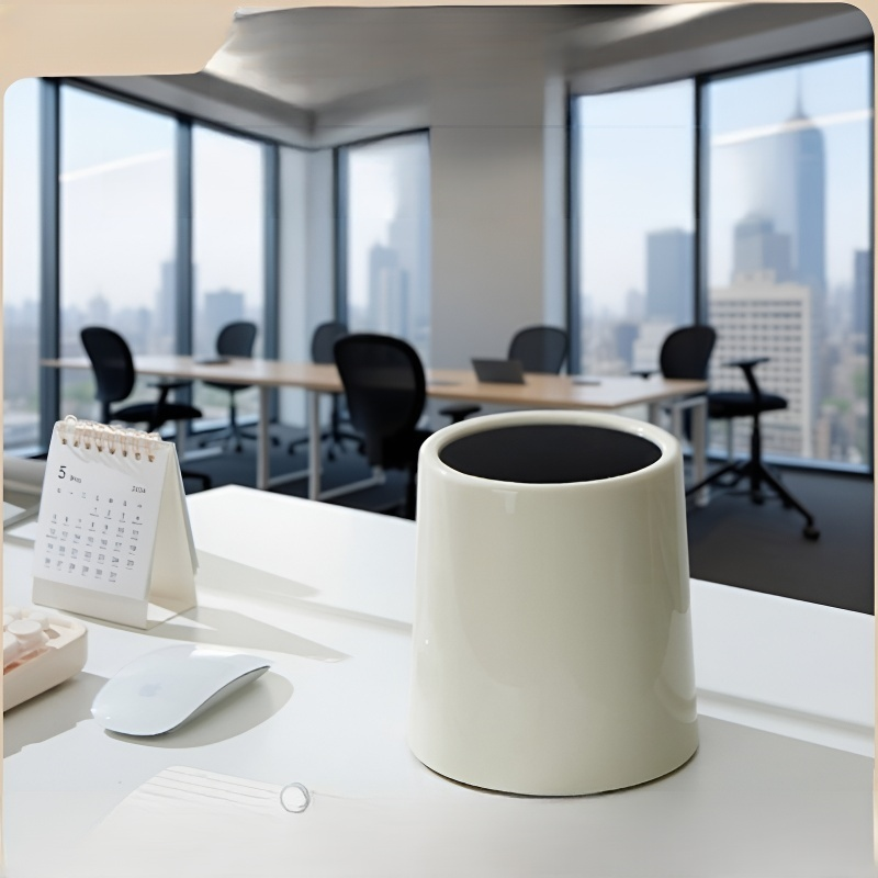 2단 원형 탁상용 쓰레기통 미니 수납함