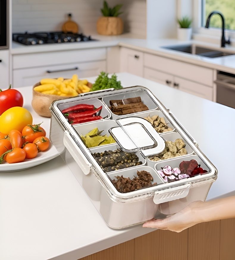 調理中にタイマーをセットするキッチン収納ボックス