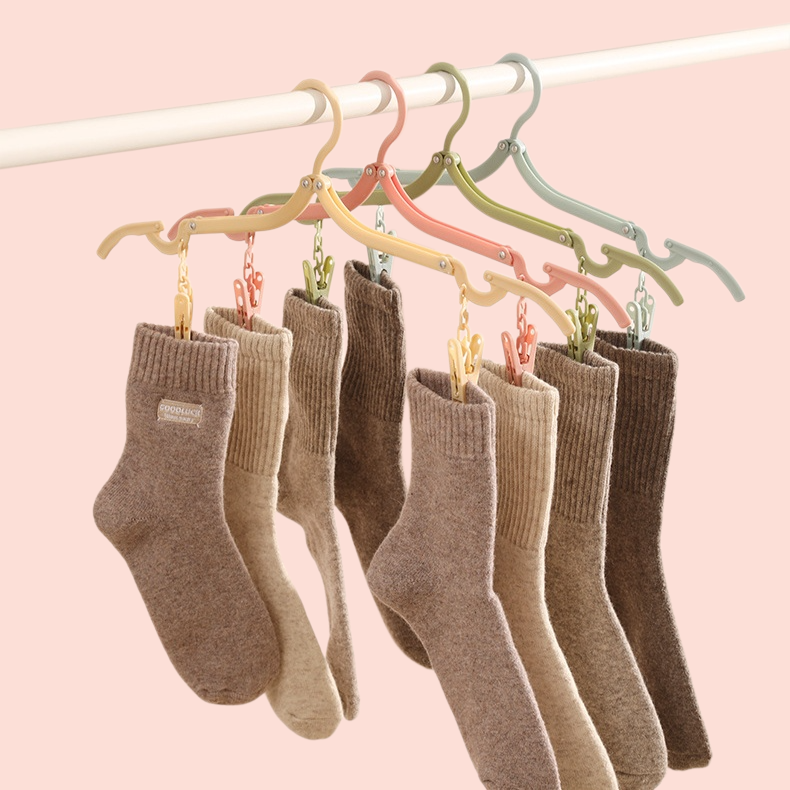 다용도 휴대용 접이식 옷걸이 여행 옷걸이 집게 다용도 건조 옷걸이 양말 수납 옷걸이