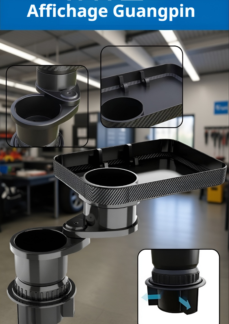 Gros plan du support de gobelet voiture avec plateau amovible