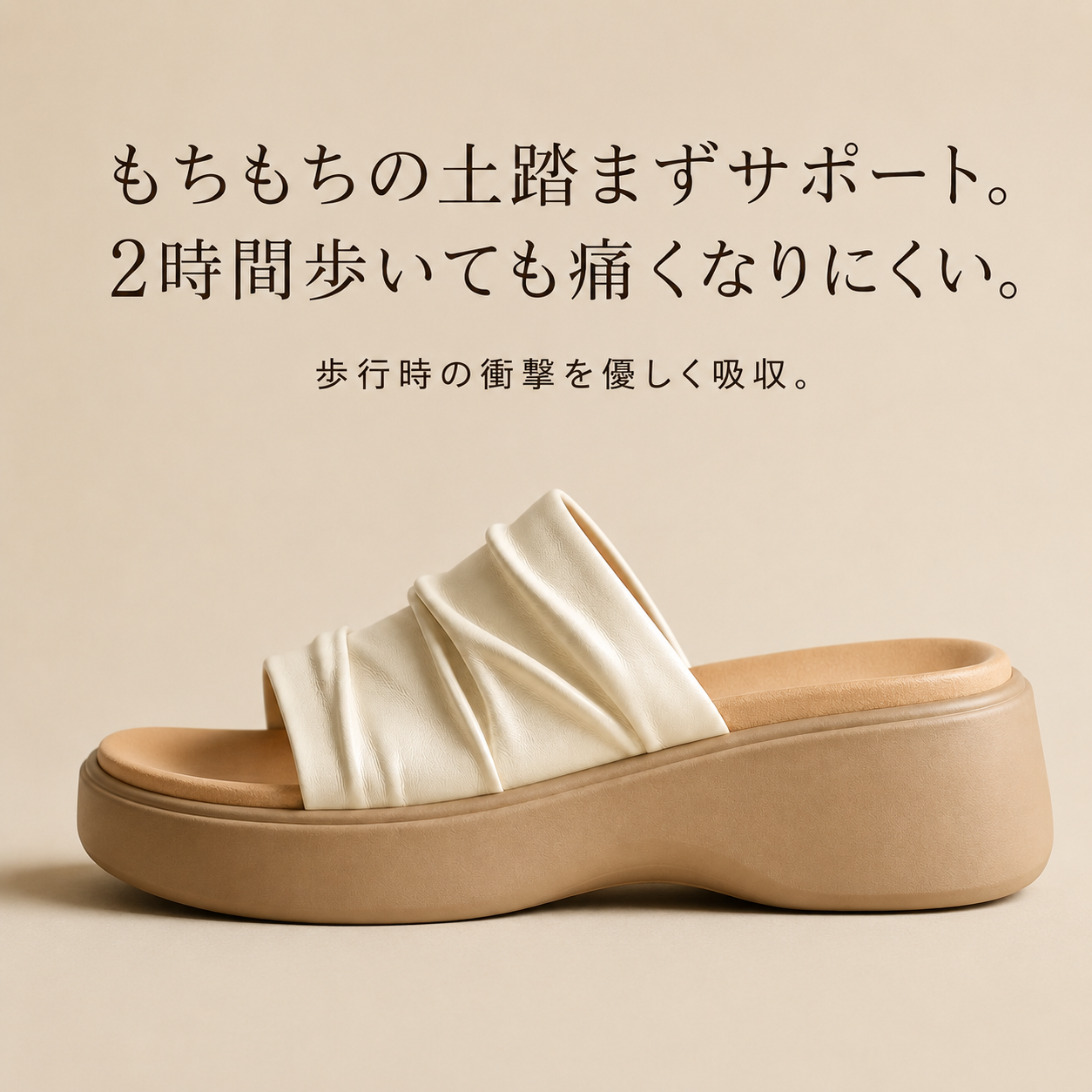 厚底ギャザー女性用サンダル 夏新作