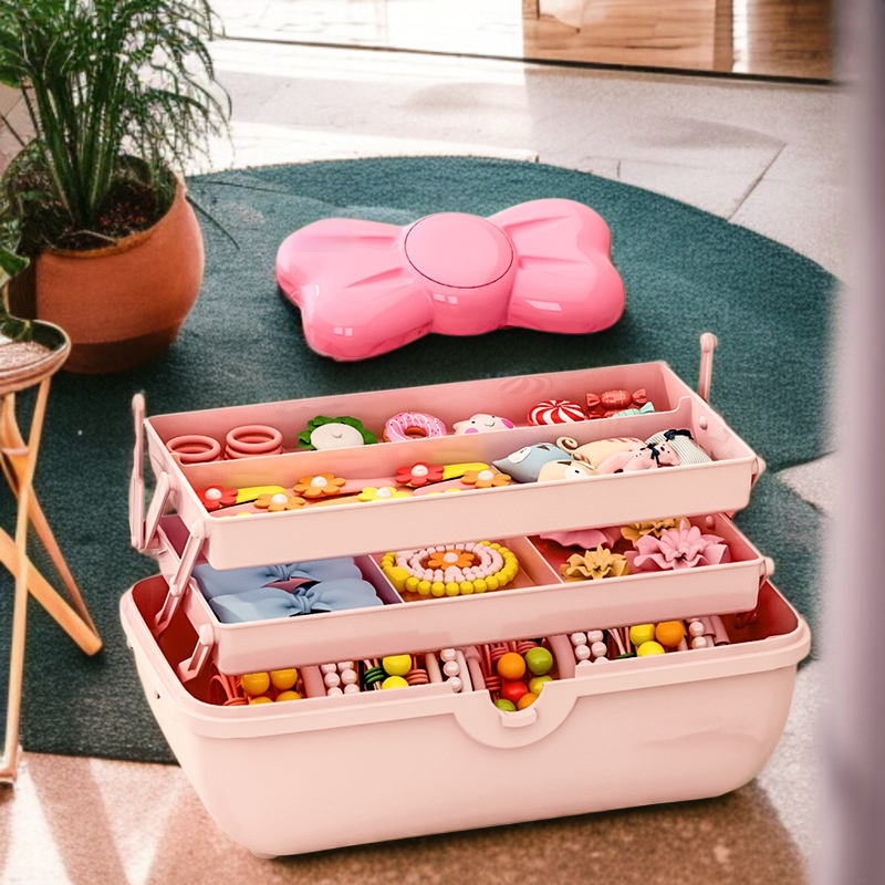 ヘアアクセサリー収納ボックスかわいい大容量子供ヘアピンヘアピン収納ボックスジュエリー化粧品収納ボックスデスクトップ防塵ジュエリー収納ボックス