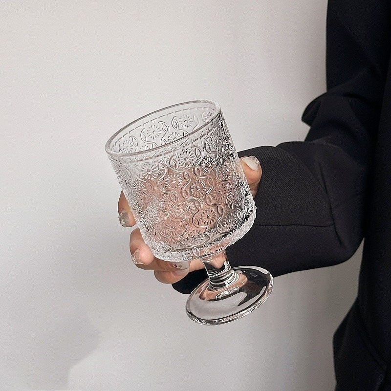 Vintage Sunflower Stemmed Glass