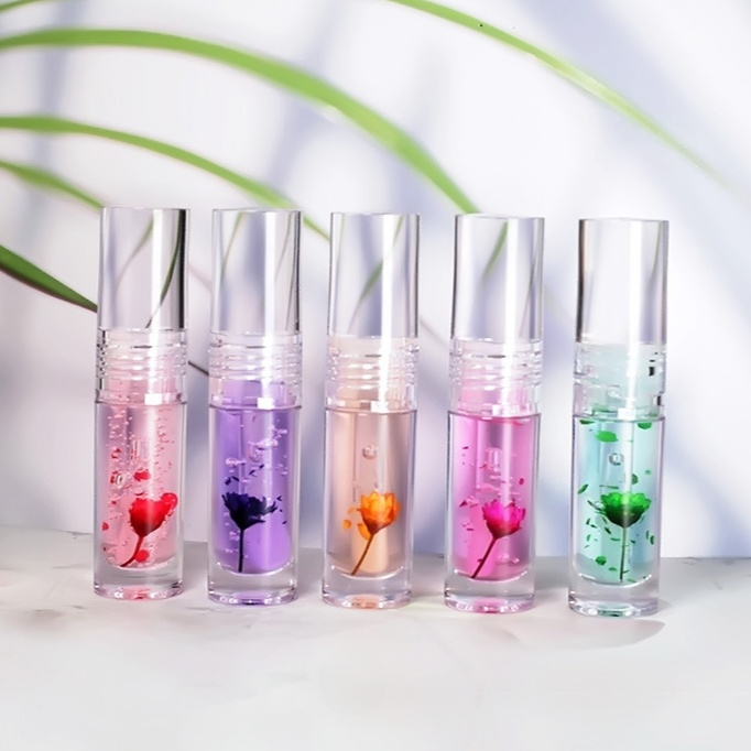 變色花卉潤唇油，日常透明潤色
