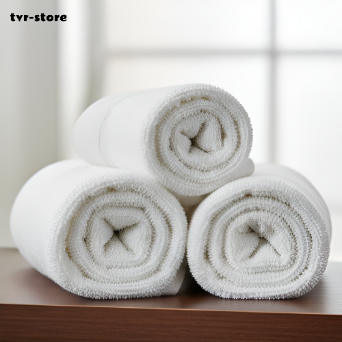 Stack of thick lint-free towels for home and spa