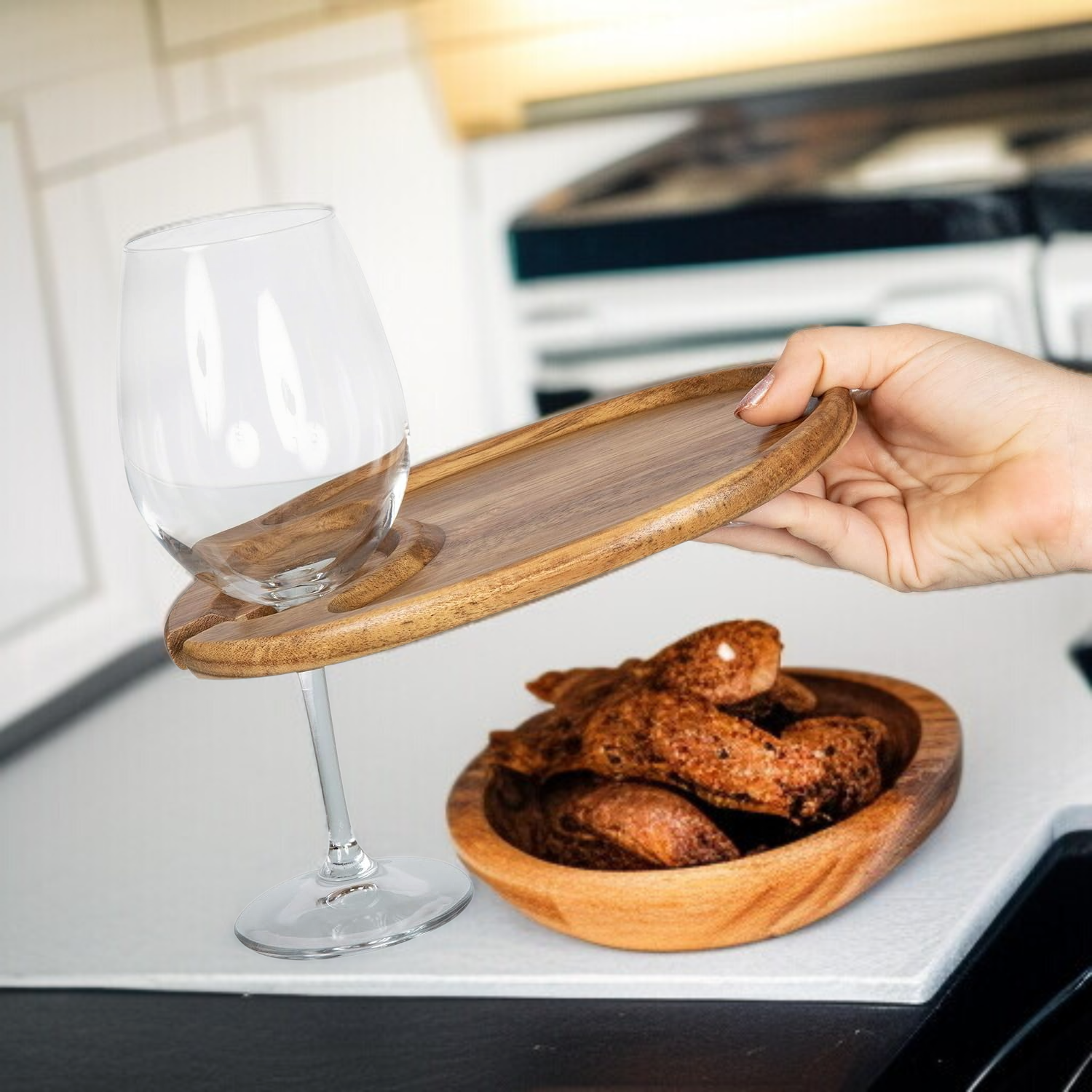 高品質相思木のワイングラスプレート