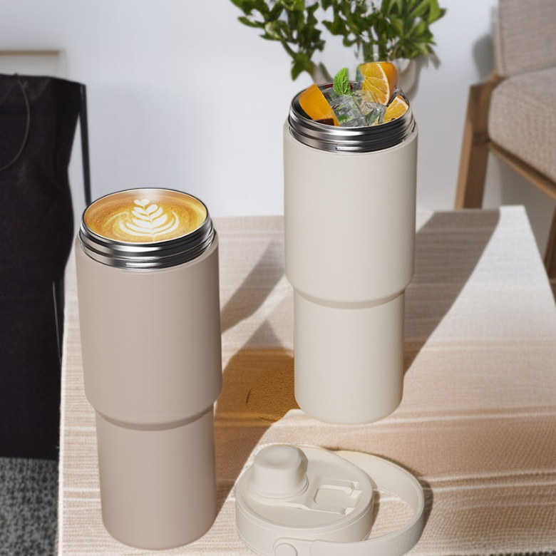 차량용 이중 드링크 커피컵 316 스테인리스 세라믹 내피 차망 보온 빨대컵
