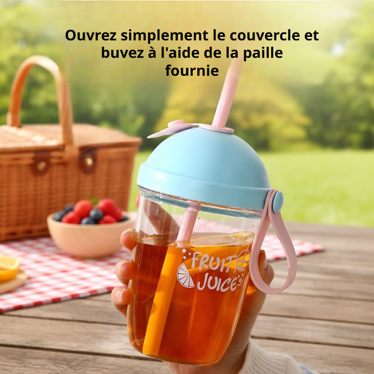 Gobelet à salade de fruits avec paille et égouttoir