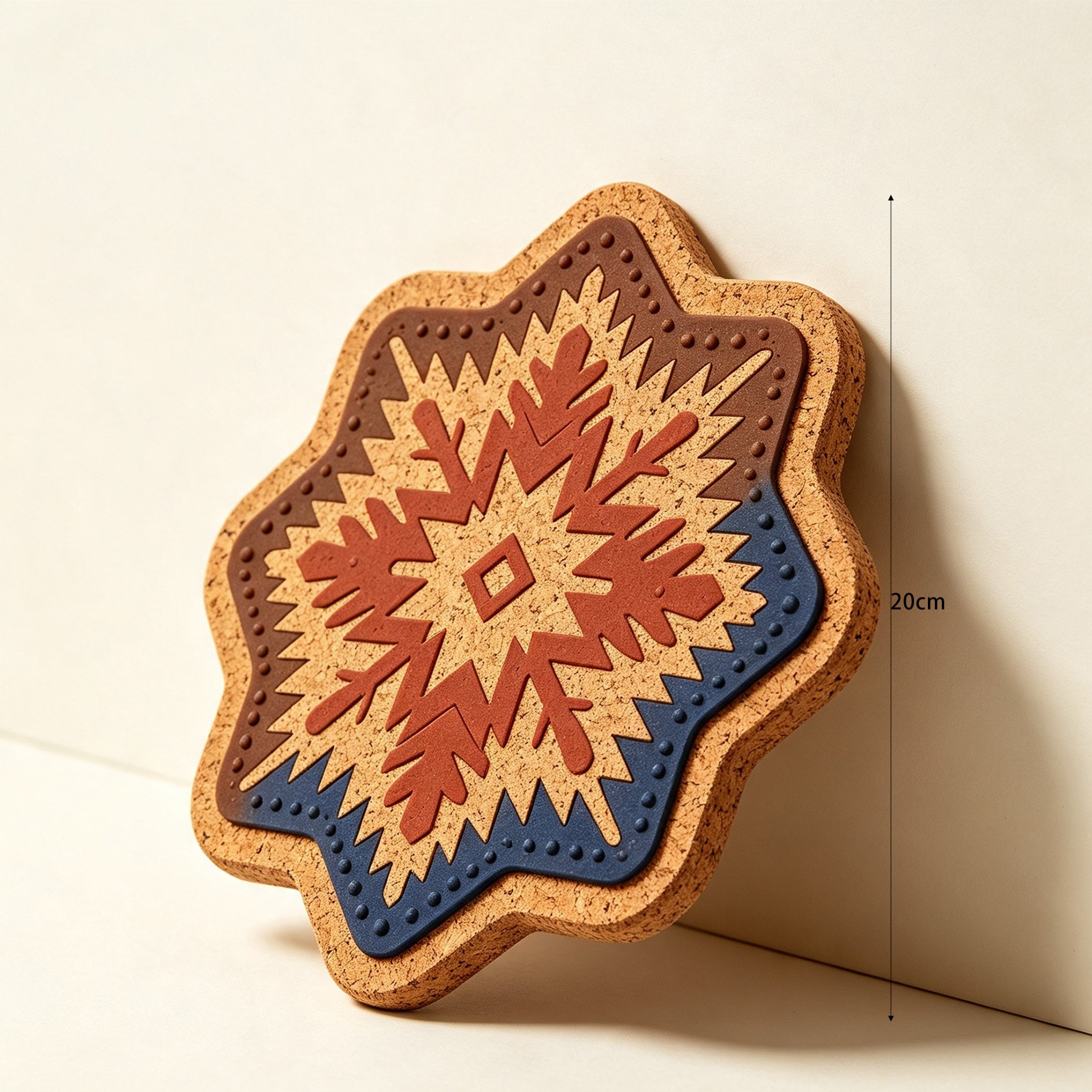 Stylish ethnic cork pad protecting wooden table