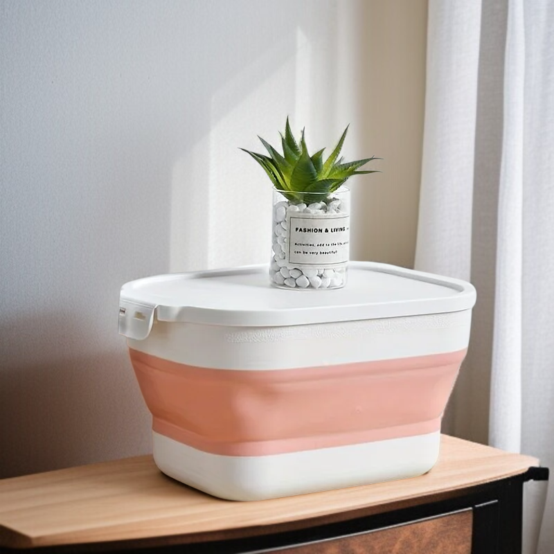 아웃도어 장난감 수납함 접이식 수납 바구니 덮개 포함 의류 가정용 플라스틱 수납 정리함