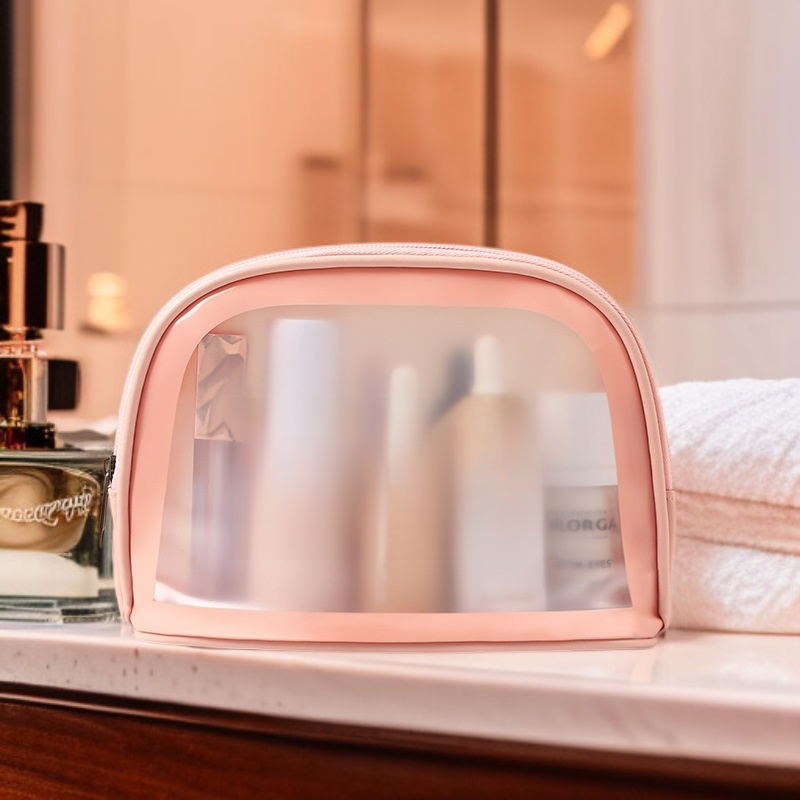 女性用ポータブル半透明マットトイレタリーバッグ