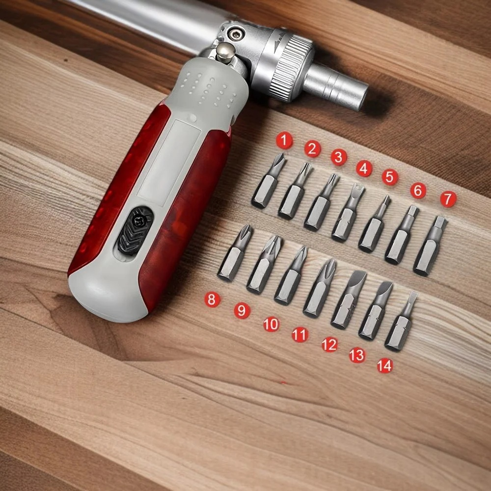 Einfacher Wechsel der Bits beim 14-in-1 Schraubendreher