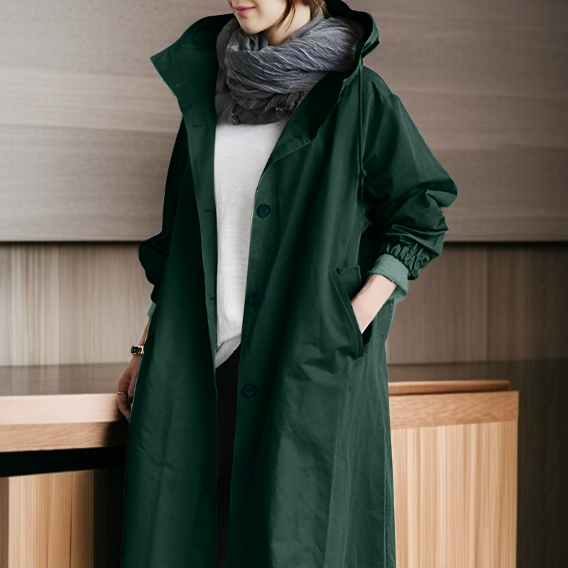  おしゃれ カジュアル 長袖 ミドル丈 エレガント ゆったり ウエスト ボタンダウン トレンチコート レディース