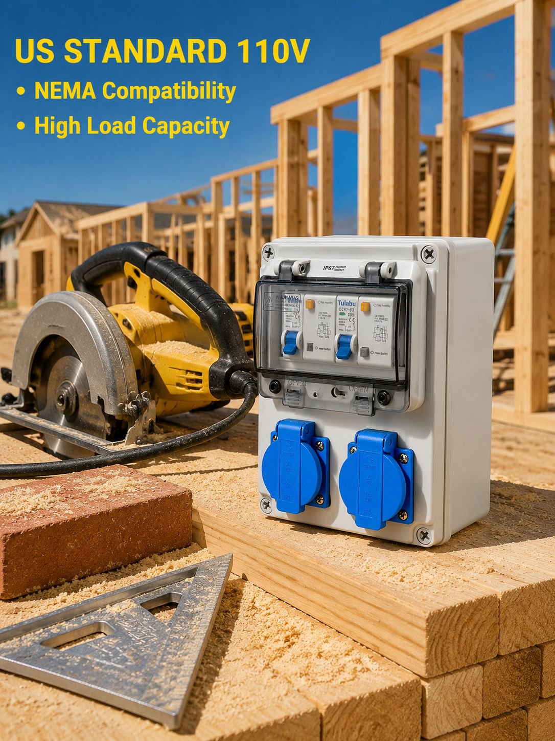Outdoor waterproof portable industrial socket box, mobile plastic distribution box