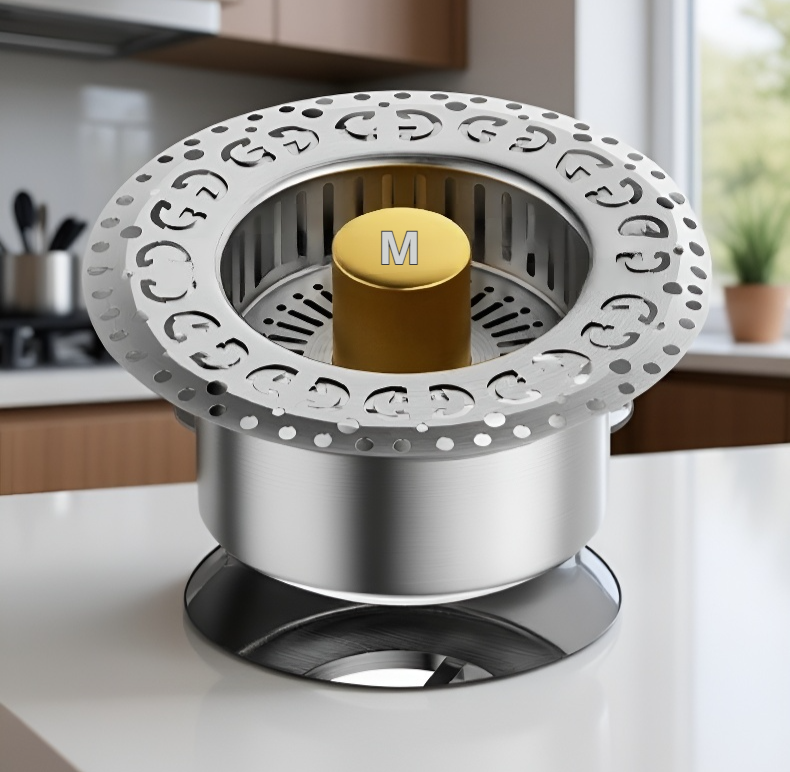 Kuchyňský dřezový odtokový uzávěr v nerezovém provedení