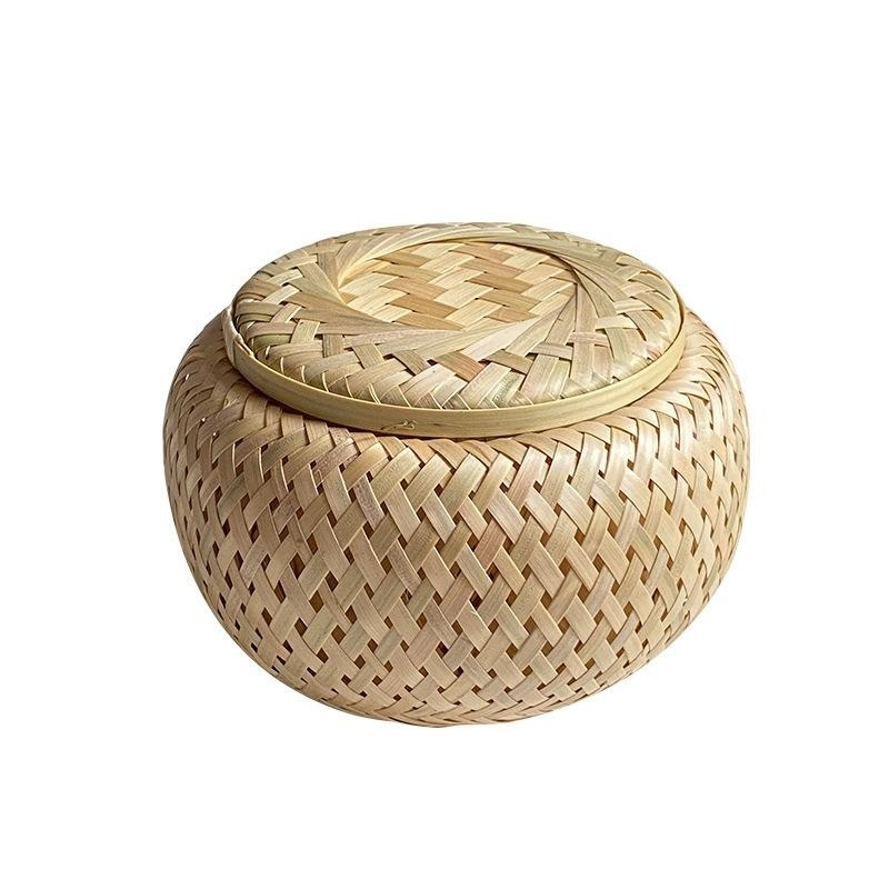 Handmade bamboo woven tea canister