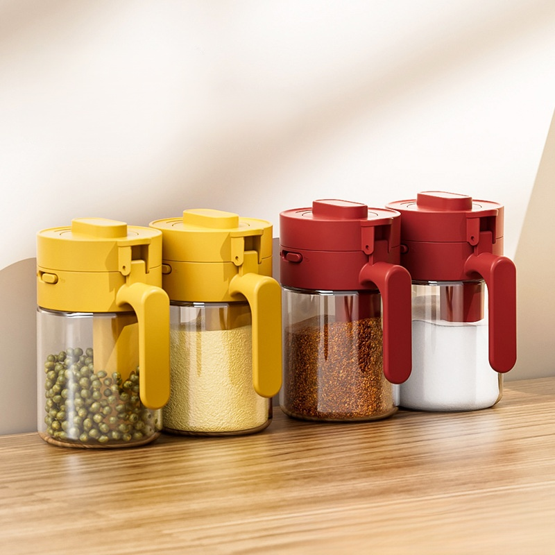 English: 2-in-1 Separable Spice Jar with Spoon for Kitchen Use