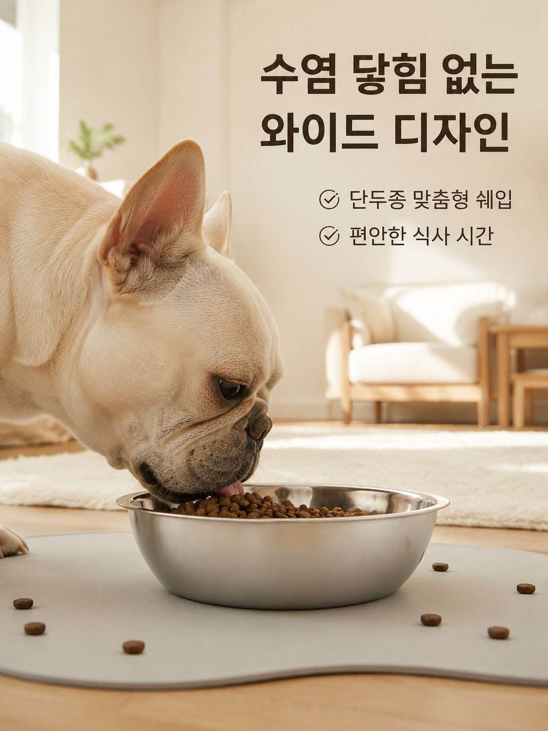 실버 스테인리스 강아지 사료 그릇