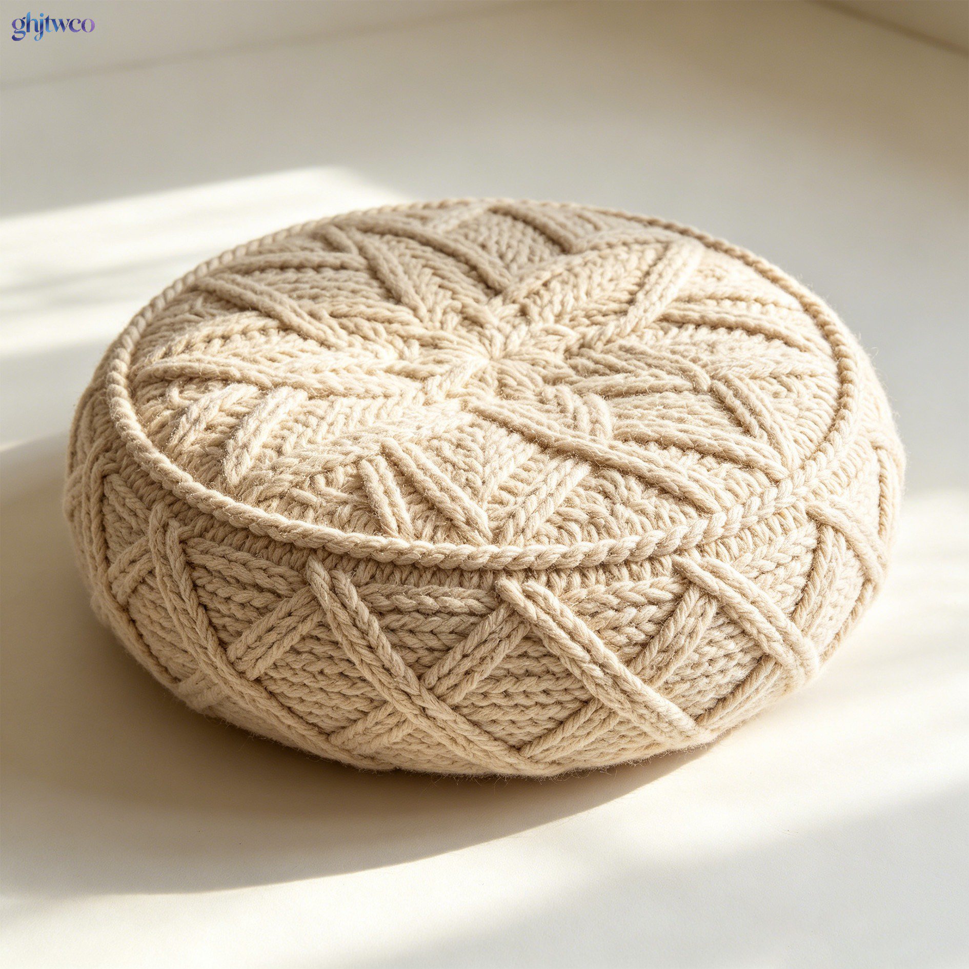 Knitted pouf floor cushion