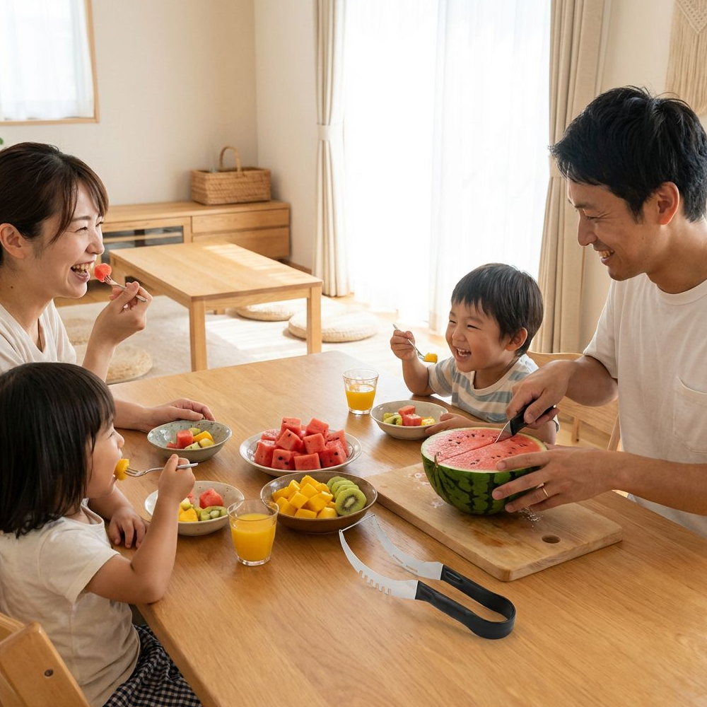 スイカダイスカッター 家庭用フルーツカッター スライス＆ダイス一体型