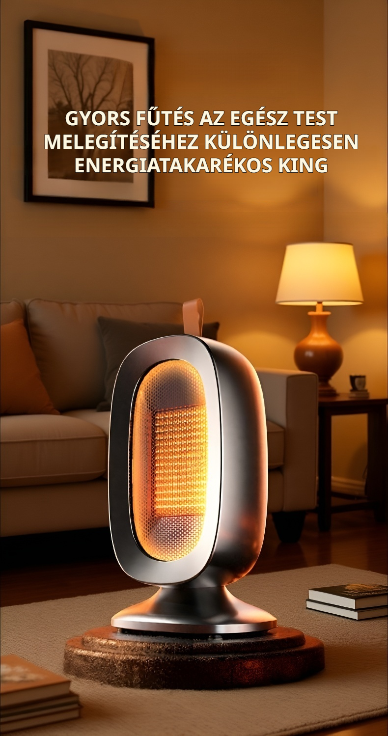 Gyors fűtésű álló ventilátoros fűtőtest modern otthonban