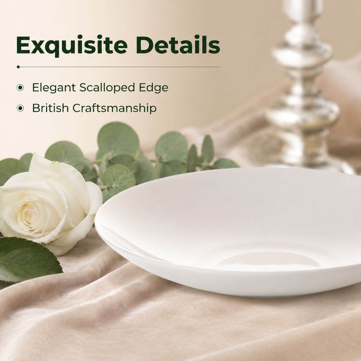 Pure White Porcelain Round Dinner Plate for Home