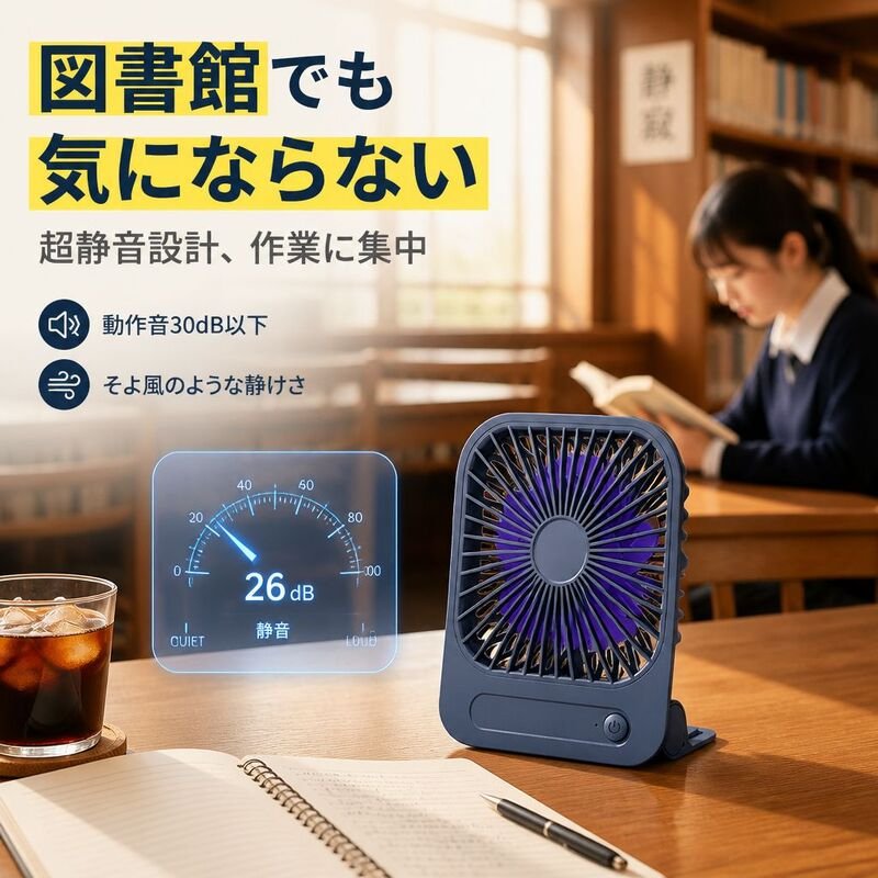 携帯用マグネット壁掛けミニファン、デスクトップ充電、超静音設計、オフィス適用