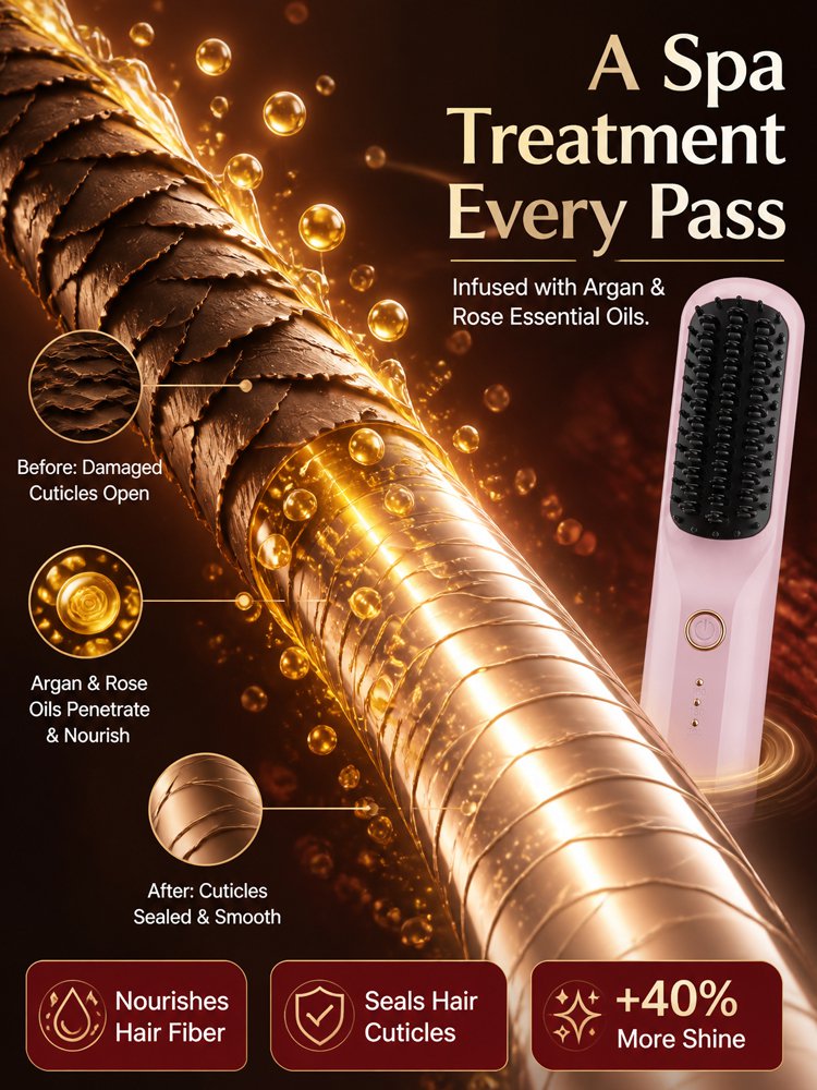 3 Seconds Smooth Ionic Cordless Hair Straightening Brush